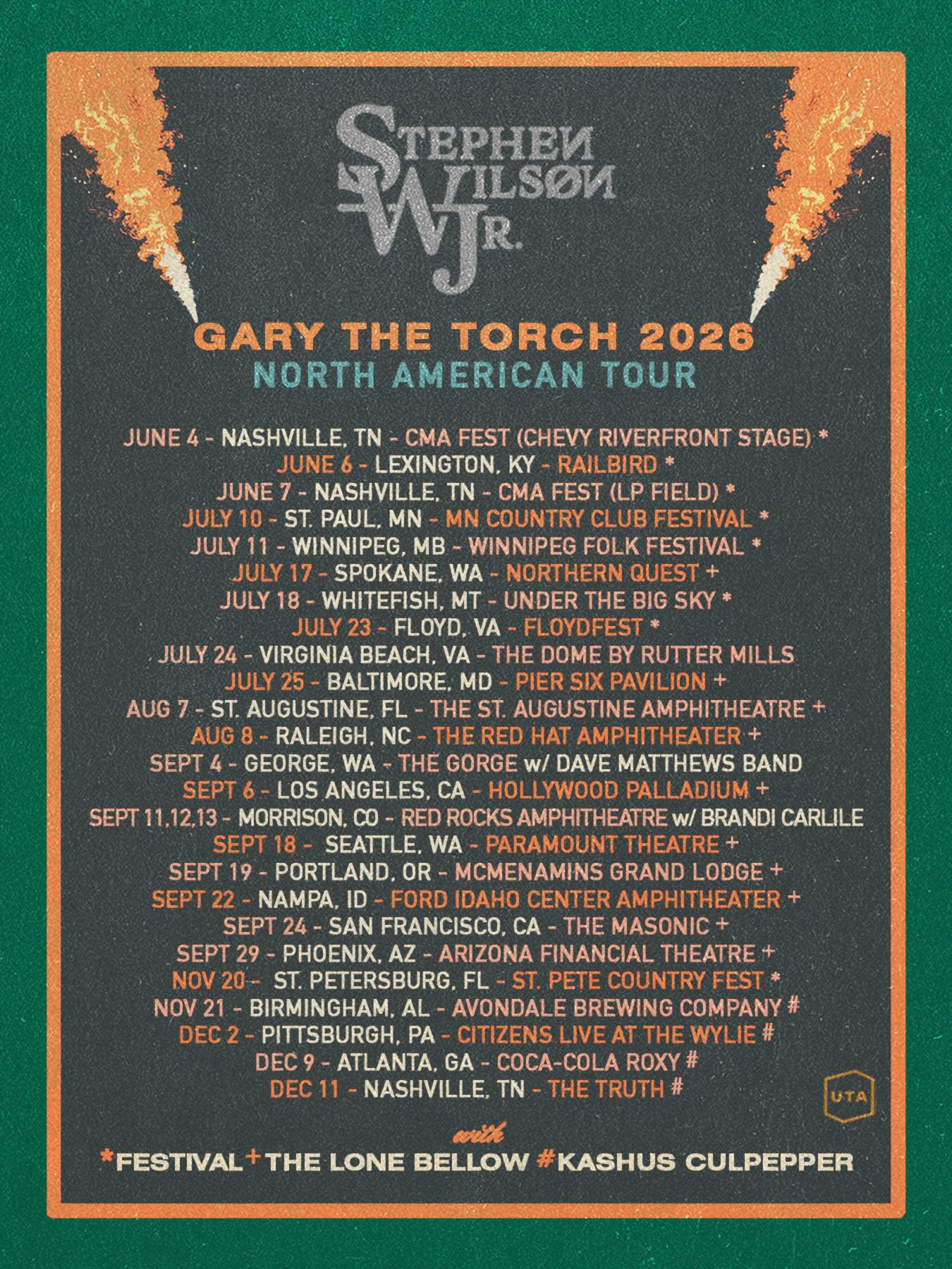 Stephen Wilson Jr. Gary The Torch Tour Poster 2026